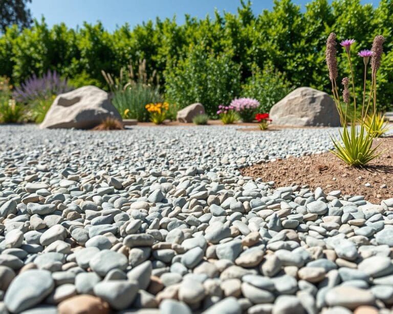 Kiesflächen als pflegeleichte Gartenzonen